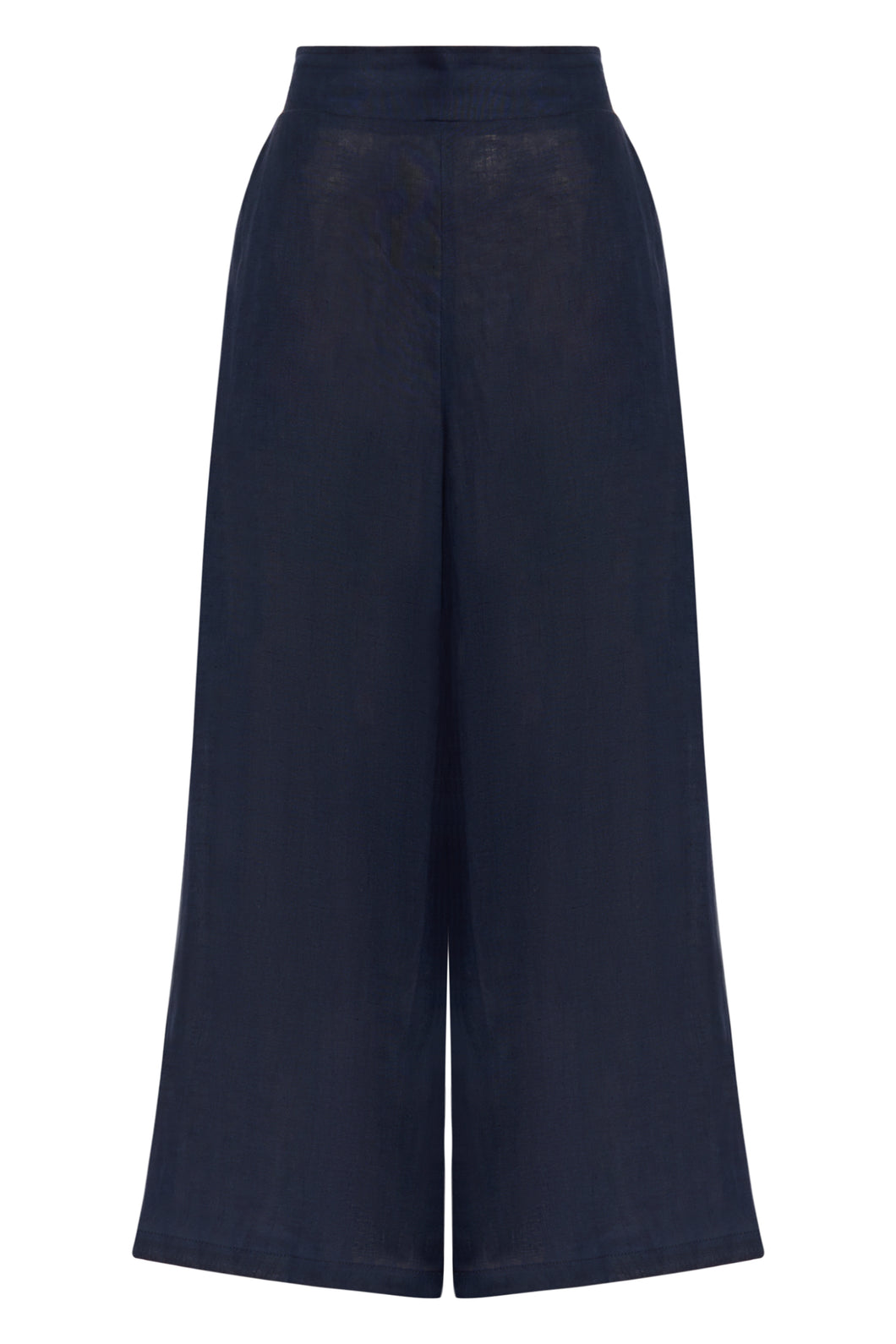 Linen Cropped Wide Leg Trousers