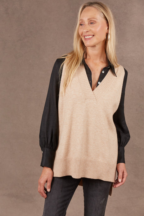 Oat V-neck Knitted Vest