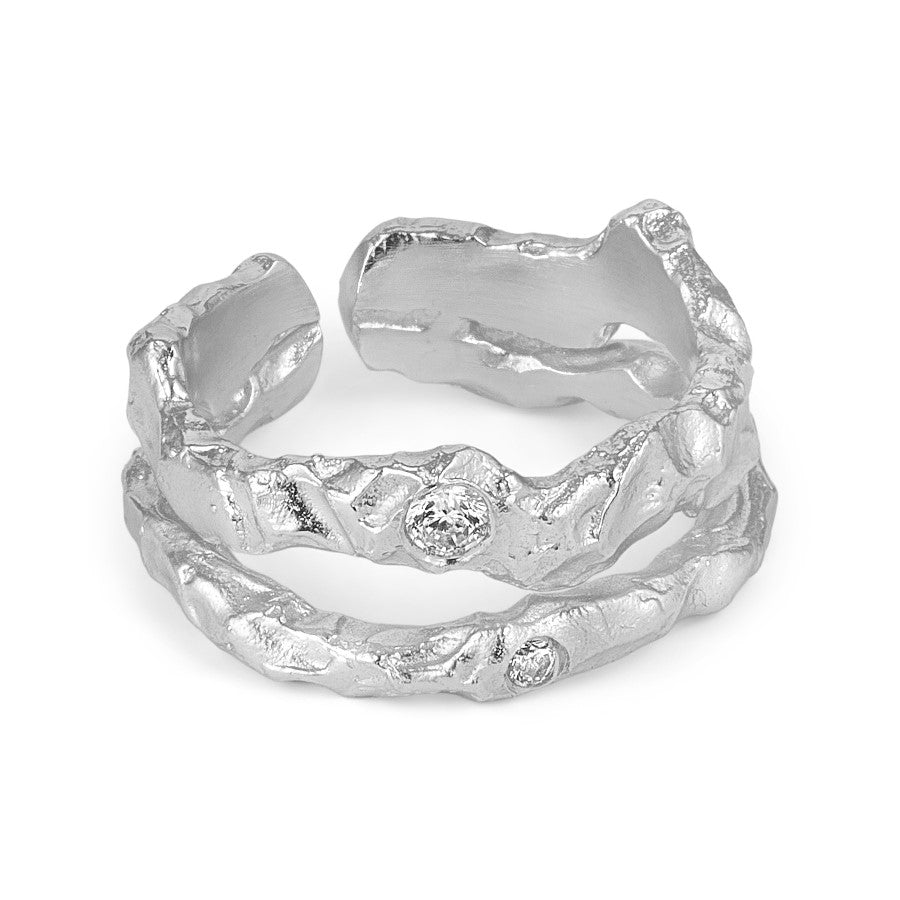 Double Foil Zircon Ring