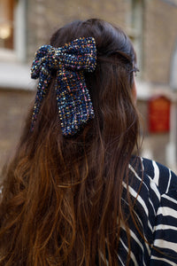 Tweed Bow Barette