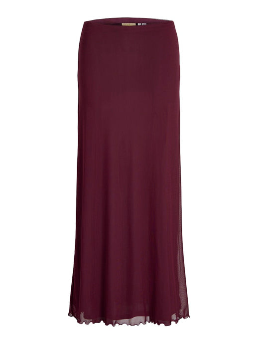 Burgundy Mesh Maxi Skirt