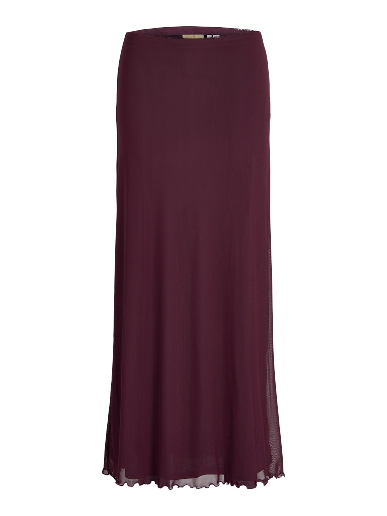 Burgundy Mesh Maxi Skirt