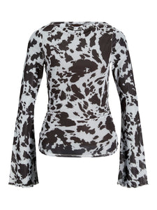 Cow Print Mesh Top