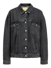 Load image into Gallery viewer, Black Wash Long Denim Jacket