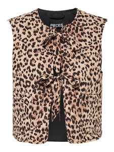 Leopard Quilted Tie Vest