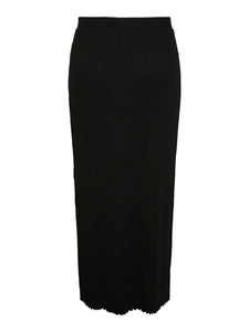 Ankle Length Ribbed Black Skirt