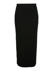 Ankle Length Ribbed Black Skirt