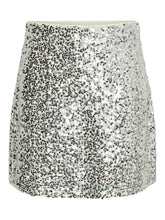 Load image into Gallery viewer, Silver Sequin Mini Skirt