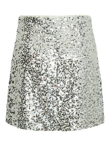 Silver Sequin Mini Skirt