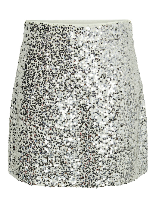 Silver Sequin Mini Skirt