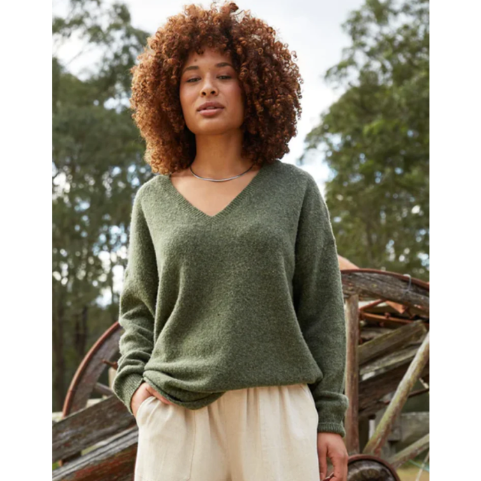 Moss V-neck Knit