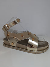 Load image into Gallery viewer, Gold Studded Cross Sandals
