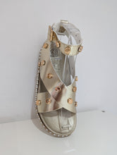 Load image into Gallery viewer, Gold Studded Cross Sandals