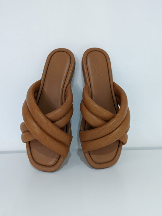 Brown Leather Padded Sandals